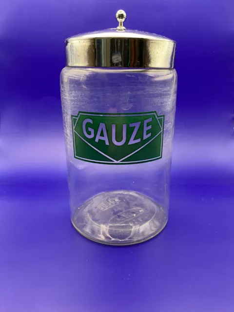 Antique Apothecary Jar Profex Gauze Green Label