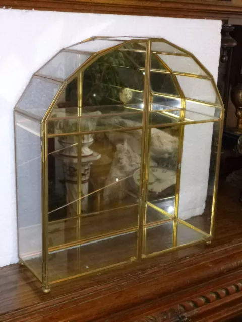 Vintage Brass and Glass Mirrored Curio Display Cabinet 3