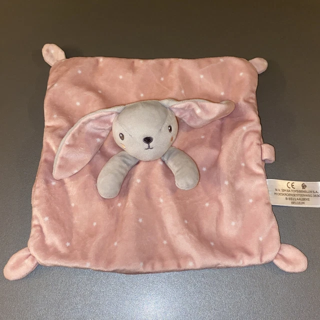Doudou Plat Lapin Grise Rose Étoiles Simba Toys Kiabi