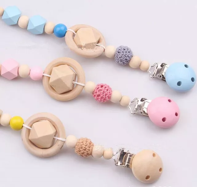 Holz Baby Schnuller Kette Dummy Halter Baby Fütterung Teether Schnuller Clip