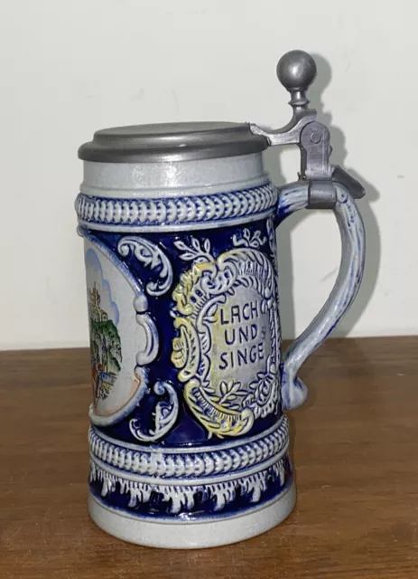German Beer Stein Mug with Flip Lid * Original King * - 16cm high