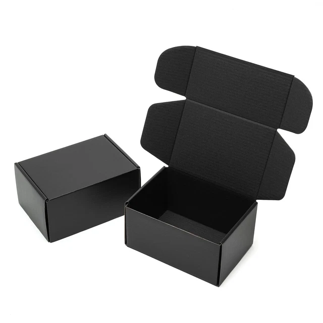 6x4x3 Inches Small Black Shipping Boxes 25 Pack - Cardboard Mailing Box