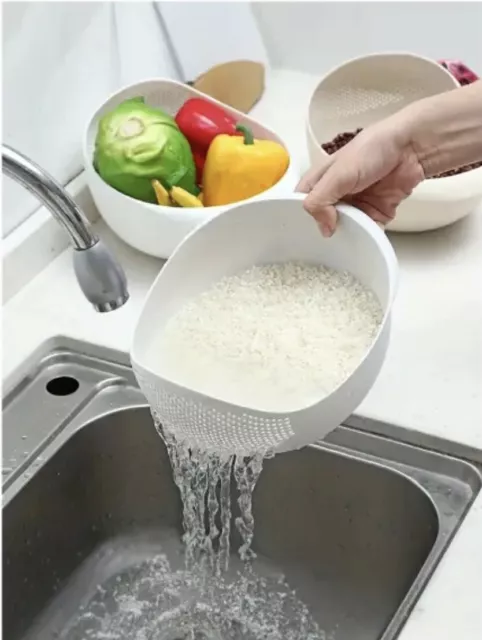 Rice Washing Filter Strainer Basket Sieve Colander Fruit Vegetable Bowl Drainer