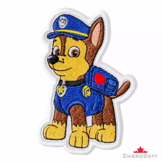 PAW Patrol Chase Cute Cartoon Character Embroidered Patch Iron On SIZE: 2.7x3.9"