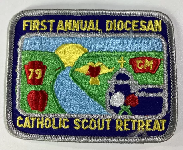 BSA BOY SCOUTS OF AMERICA Patch Vtg 1979 Catholic Retreat 1st Annual Doicesan