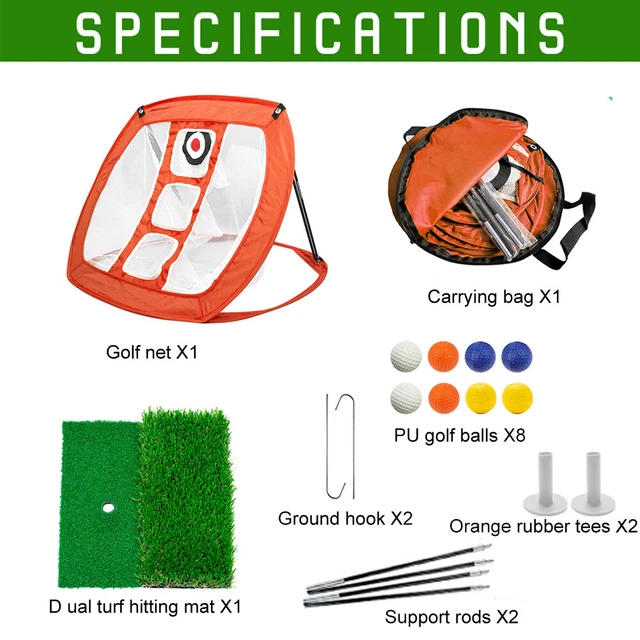 RUBBER TEES INDOOR Outdoor Golf Chipping Net Set Hitting Mat Training