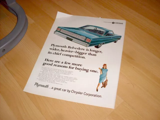 1966 Plymouth Belvedere Hemi Vintage Advertisement Magazine Ad FREE SHIPPING