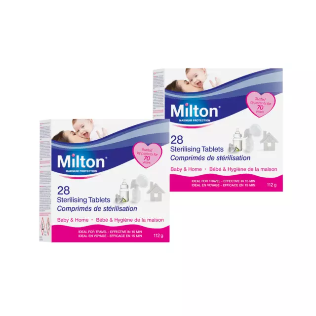 2 X Milton 28 Sterilising Tablets Maximum Protection for Baby Bottle Teat Spoon