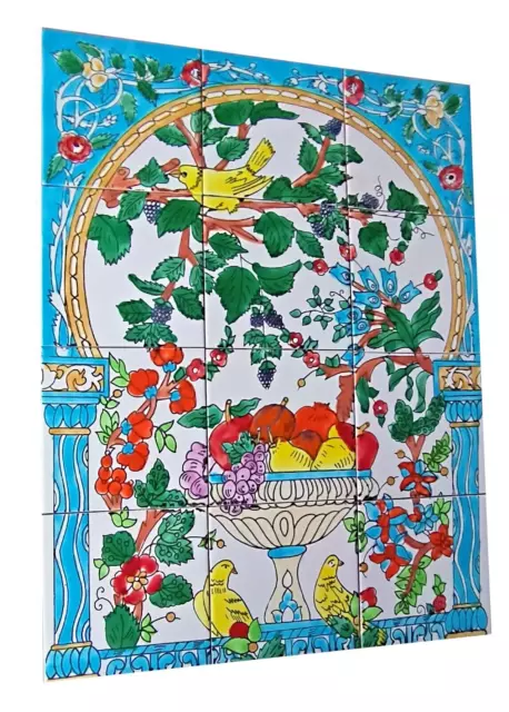 Obstkorb handbemalte Fliesen Fliesenbild Küchenfliesen Mosaikfliesen 45x60 TOP