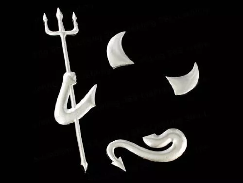 SILVER DEVIL KIT 3D Car Emblem Decal Badge Sticker Kit Fits Around Car Logo