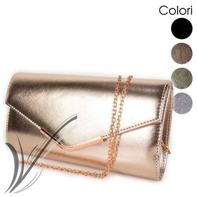 POCHETTE ELEGANTE DONNA clutch cerimonia borsetta da sera lucida borsa  gioiello EUR 23,79 - PicClick IT