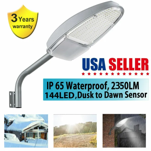 144LED Outdoor Street Light 2350LM Dusk to Dawn Sensor Waterproof Security Light