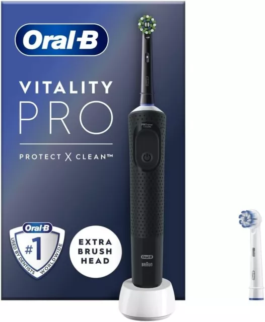 Oral-B Vitality PRO Electric Toothbrush - Black - with 2 Sealed Brush Heads FREE