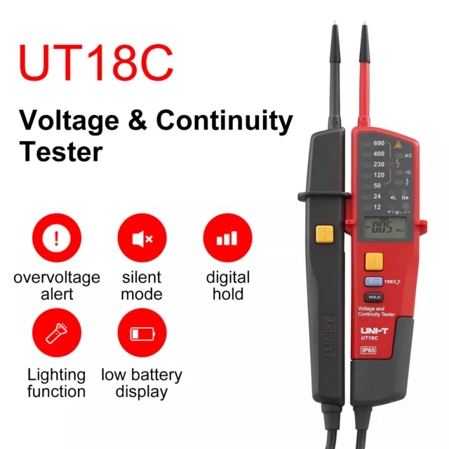 UNI-T UT18C Spannungskontinuität Elektrischer LCD LED  Detektor Zweipoltester