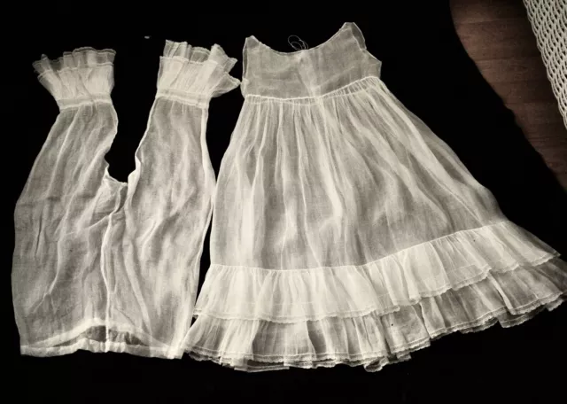 Sottoveste antica + pantaloni cuciti a mano ragazze vittoriano/edoardiano finiture in pizzo