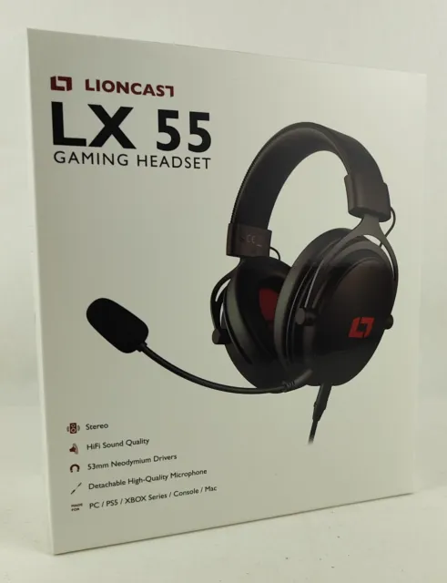Lioncast LX55 Gaming Headset for PC PS5 Xbox Console Mac New Boxed