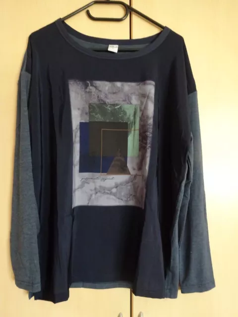 UP Fashion Langarmshirt mit Motiv schwarz/grau Gr. L, neuwertig