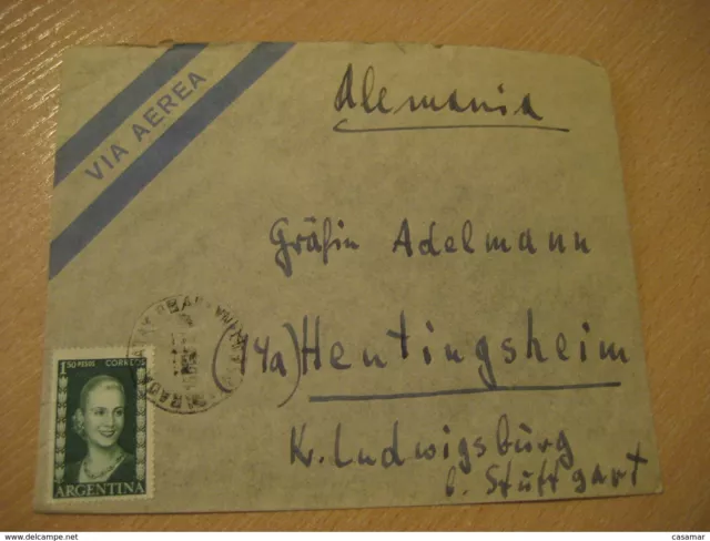 Anschlag Tatay 1952 To Stuttgart Germany Cancel Air Mail Cover Argentina