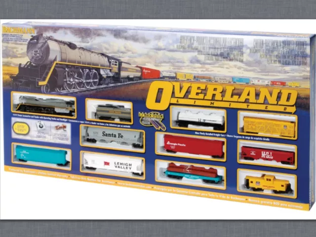 Bachmann 1/87 Ho Scale Overland Limited Dc Train Set W/ Large Oval Track 614 F/S