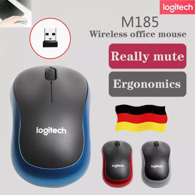 M185 Logitech Maus Wireless Schnurlos Mouse Kabellos Funk + USB Empfänger DE