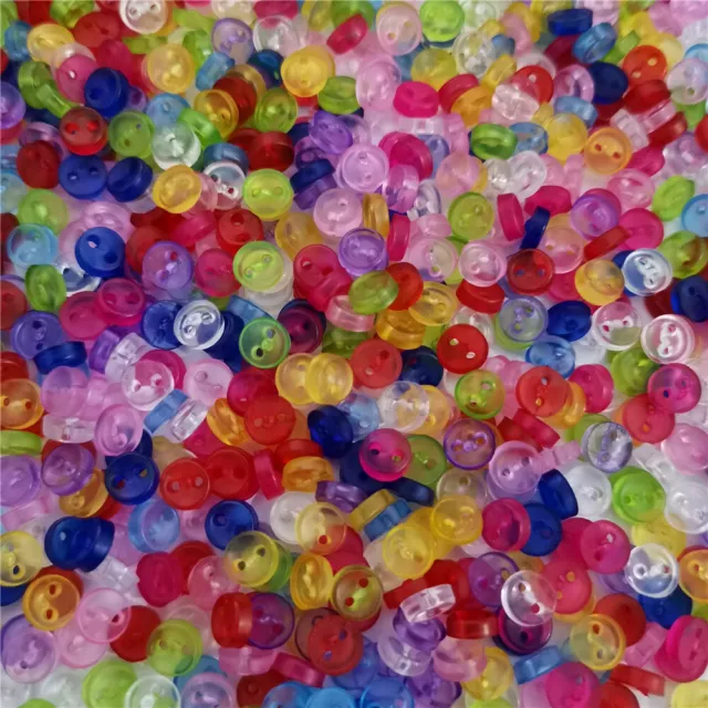 300 5mm ROUND TINY SMALL RESIN BUTTONS MIXED COLOURS CRAFT  SCRAPBOOK SEWING
