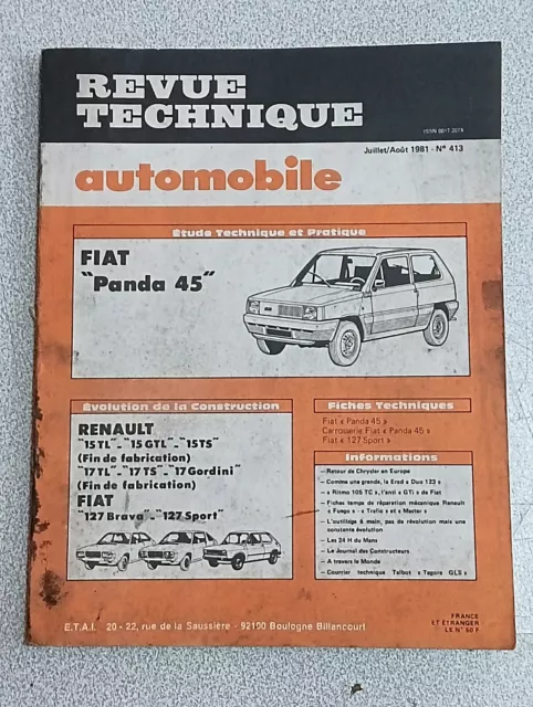 Rta Revue Technique Automobile Étude N413 Fiat Panda 45 Renault 15 17 Gordini