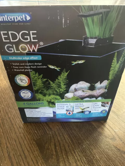 4 Gallon Cubic Rimless LED Glow Aquarium, Acrylic Fish Tank Set 10" x 10" x 15"