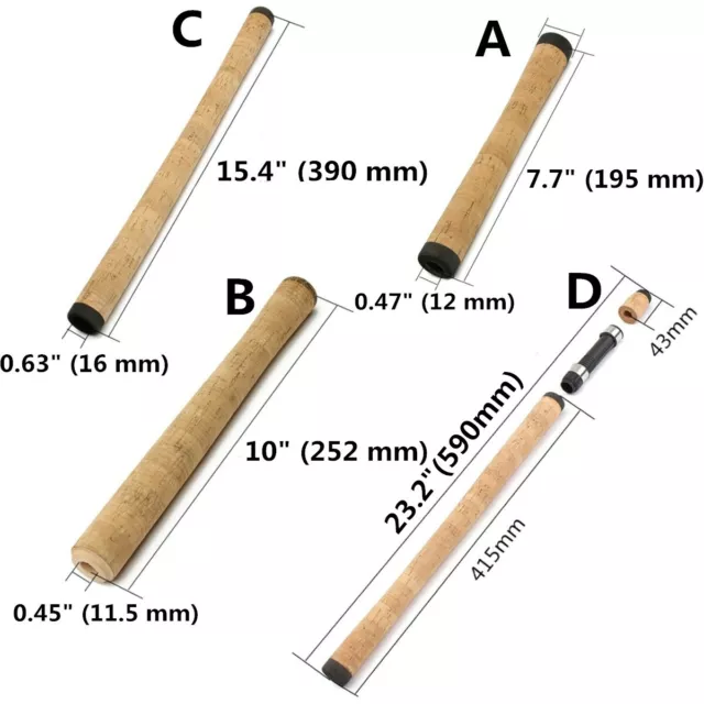 4 TYPES FISHING Rod Handle Composite Cork Spinning DIY Rod