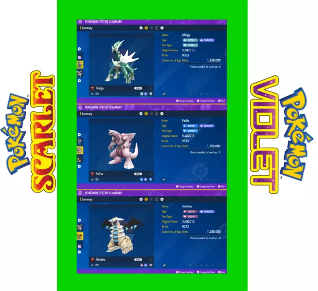 Shiny 6IV Palkia, Giratina, and Dialga Legendary Pokemon Holding Master  Balls for Sword, Shield, Brilliant Diamond, Shining Pearl, Legends Arceus,  Scarlet, and Violet - elymbmx