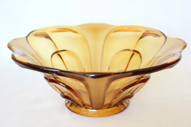 Art Deco Large Amber Glass Bowl by Brockwitz
