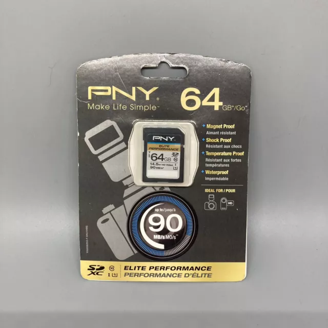 Tarjeta Flash PNY Elite Performance SDXC 64 GB Alta Velocidad Clase 10 UHS-I - NUEVA