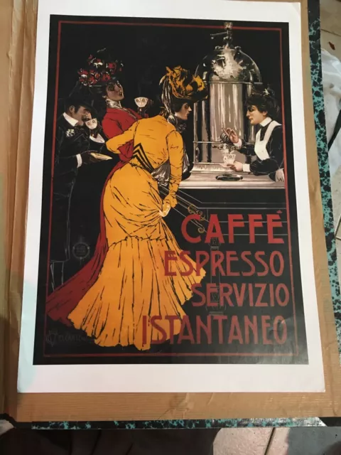 Affiche Poster Publicité 1900’s Caffé Espresso Italie Style Art Nouveau