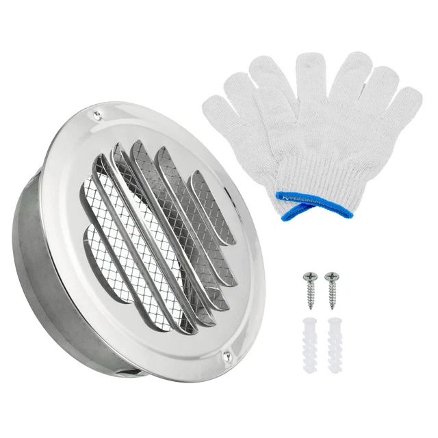 4 Inch Round Air Vent Cover – Stainless Steel Soffit Vents With Fine Mesh, 2-Pack, Black
