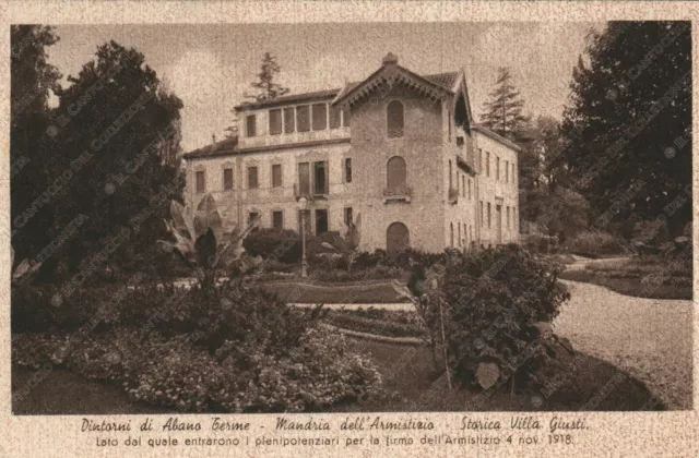 1939 ABANO TERME Storica Villa Giusti Mandria dell'Armistizio Padova Cartolina