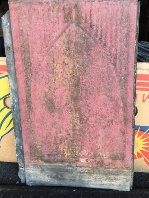 Antique Pressed Tin Metal Reclaimed Wall Roof Ceiling Tiles 9 X 14 Red