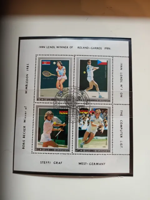 Briefmarke Kores Tennis 1986 Block 217 gestempelt