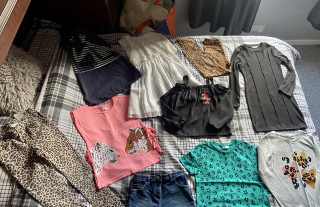 Girls Large Clothes Bundle Age 8-9 Years 10 Items Leggings Tops Dresses