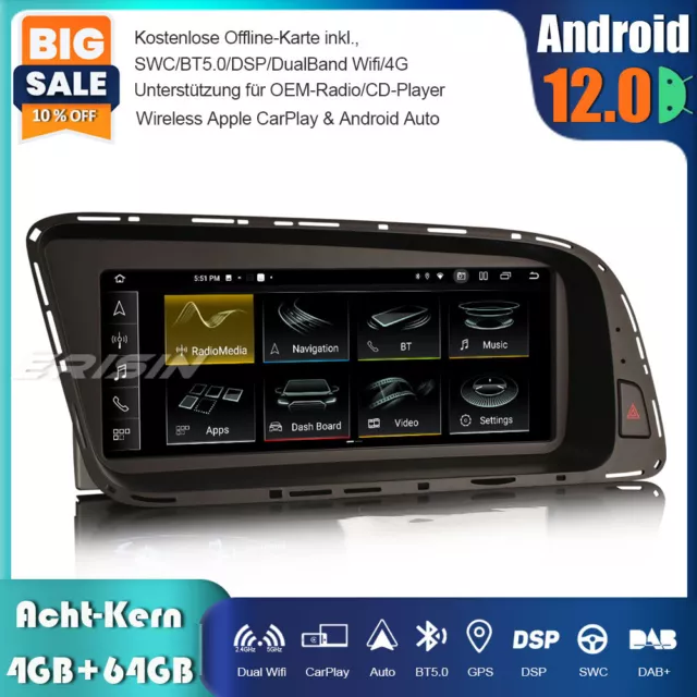 8.8" 64GB IPS Android 12 Autoradio GPS Navi DAB+CarPlay Wifi DSP DVR Für Audi Q5