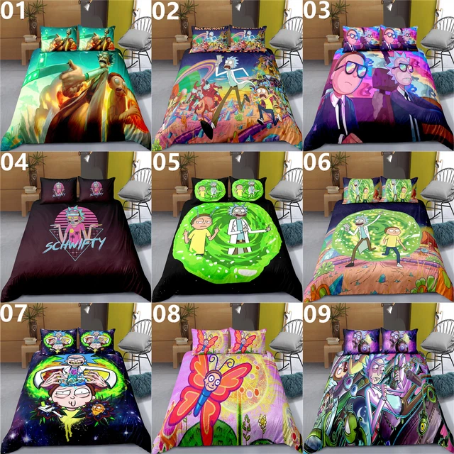 RICK AND MORTY Single Double Queen King Size Bed Quilt Doona Duvet