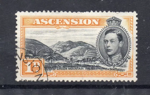 ASCENSION ISLAND STAMPS 1938 KING GEORGE V1 1d GREEN MOUNTAIN SG 39A 13.5  PERFS