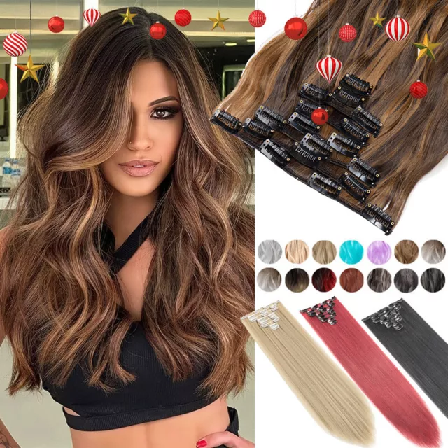 CLEARANCE Balayage 8 Pieces Clip In Hair Extensions Full Head Real Natural Thick