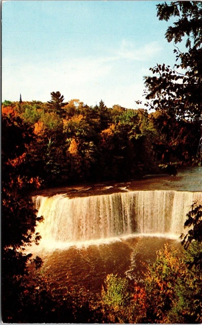 Upper Falls Tahquamenon River Michigan MI Peninsula Waterfall Postcard VTG UNP