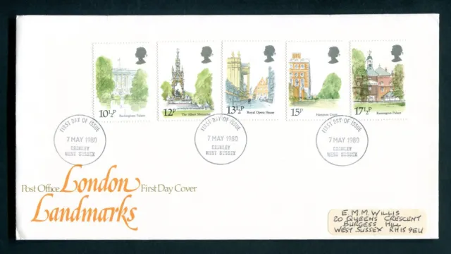 1980 London Landmarks FDC. Crawley First Day Cover. SG 1120-1124