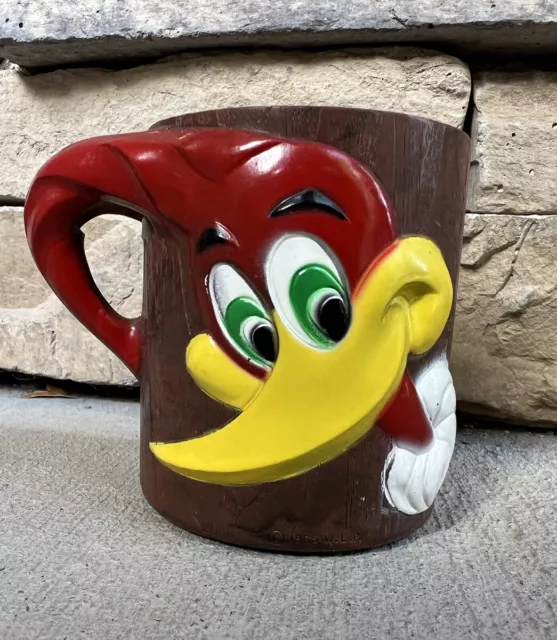 VTG Woody Woodpecker Die Works Walter Lantz Plastic Cup Mug Universal Studios