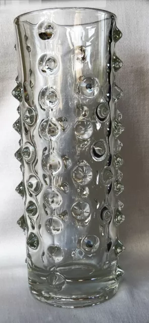 Große Noppenglas Vase - 26 cm - 70er Jahre -  Igel Vase - Warzenglas - Vintage