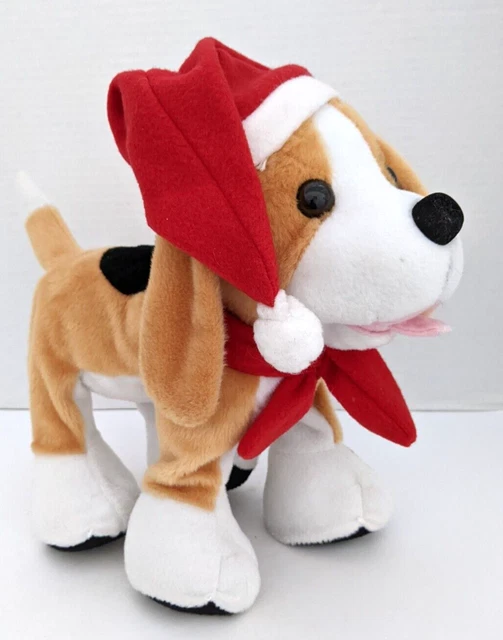 PBC Christmas Animated Talking Dog Barney Beagle with Santa Hat Puppy Plush