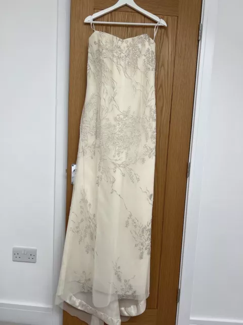 Vera Wang Ivory Beaded Toile Overlay Wedding Cocktail Dress