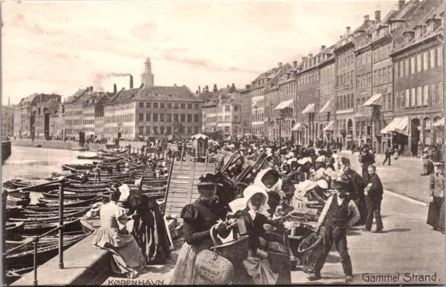 Denmark Kjøbenhavn Gammel Strand Copenhagen Vintage Postcard C023