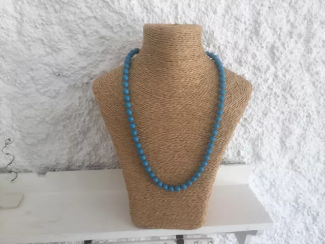 collier vintage en perles de turquoise bleues