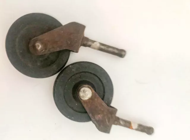 Set of 2 Vintage Casters, Salvaged Wheels for Furniture